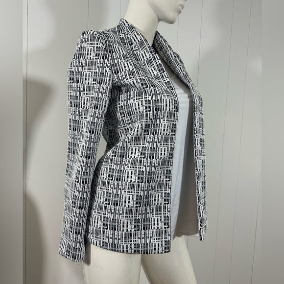 Calvin Klein Sz 2P Blazer Open Jacket Black White Jacquard Textured Stretch - Picture 2 of 11